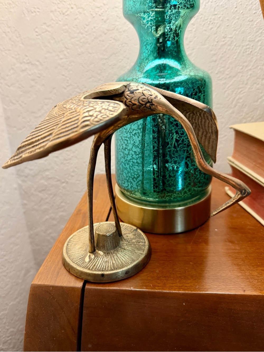 Vintage Brass Egret Crane Bird Figurine